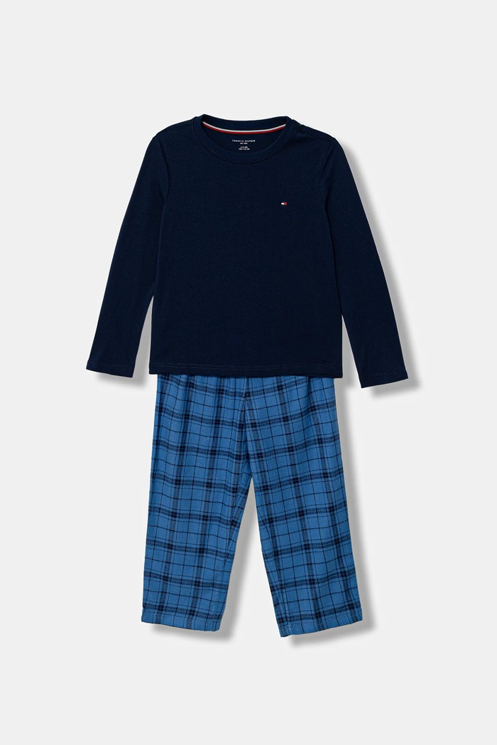 Dječja pamučna pidžama Tommy Hilfiger komplet mornarsko plava UB0UB00587.9BYA