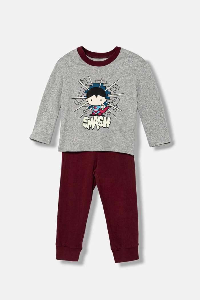 United Colors of Benetton piżama bawełniana dziecięca komplet szary 3VR50P08V.G.seasonal