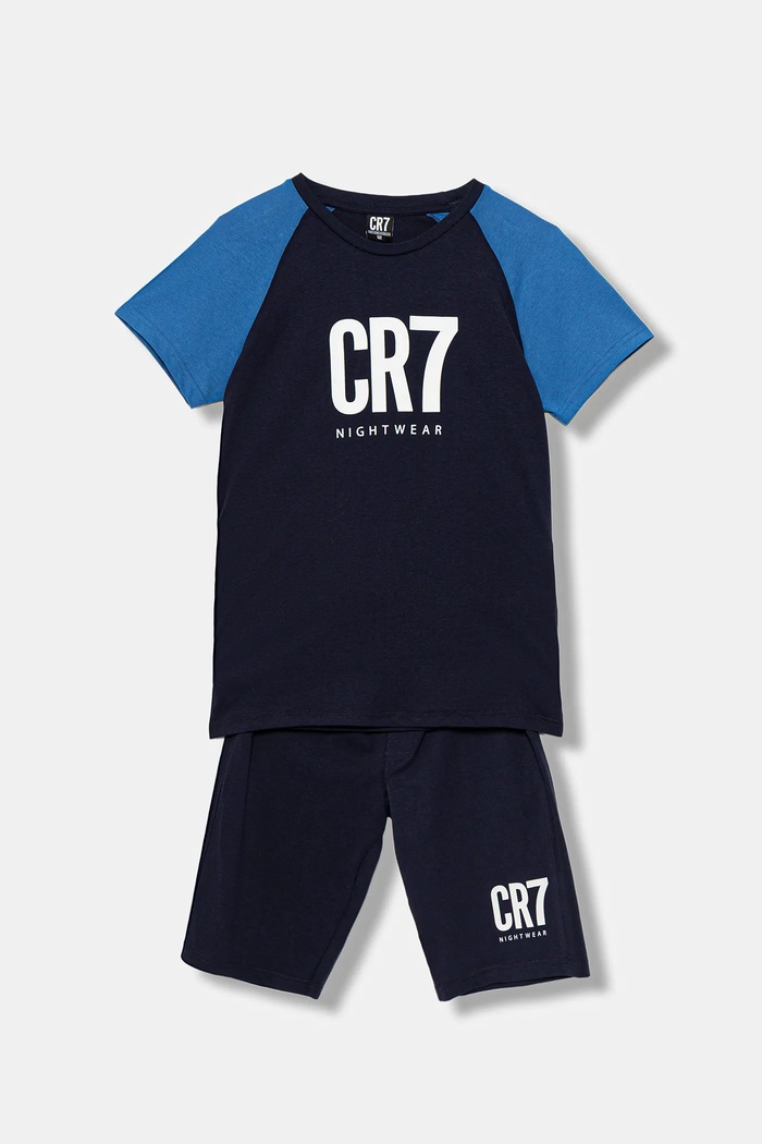 CR7 Cristiano Ronaldo pijamale de bumbac pentru copii 2-pack cu modele bleumarin 8770.41.822