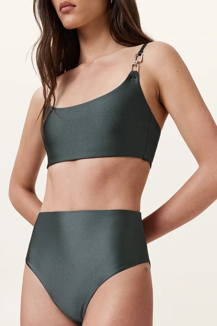 AllSaints chiloți de baie femei TALARIA W019WC verde SS26