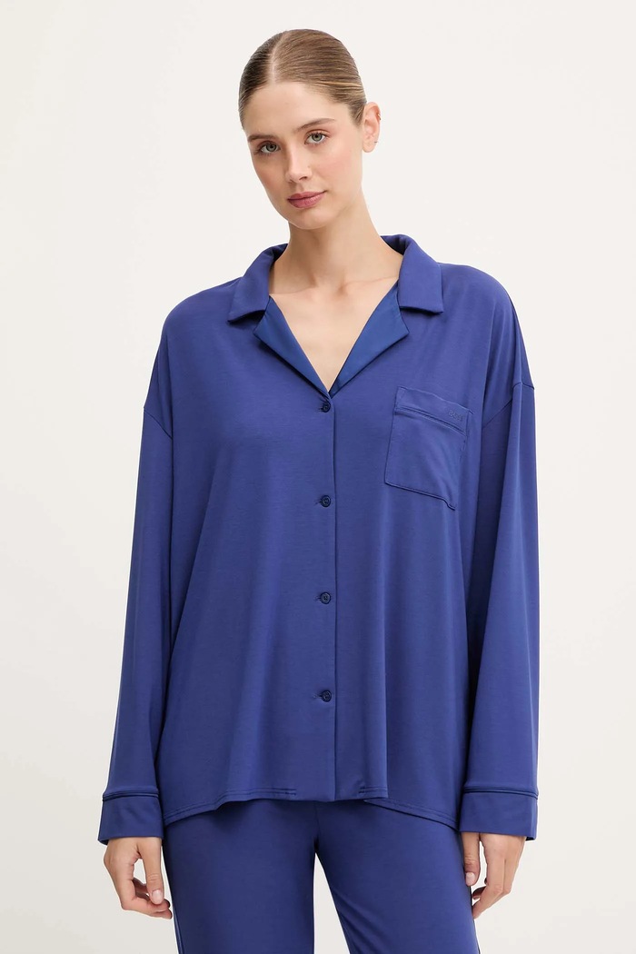 Spalna srajca BOSS BOSS Sheen_Shirt Pletenina vijolična 50545588