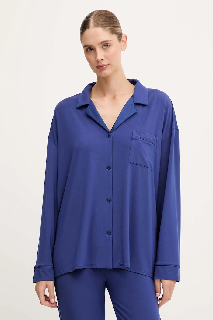 Spalna srajca BOSS BOSS Sheen_Shirt Pletenina vijolična 50545588