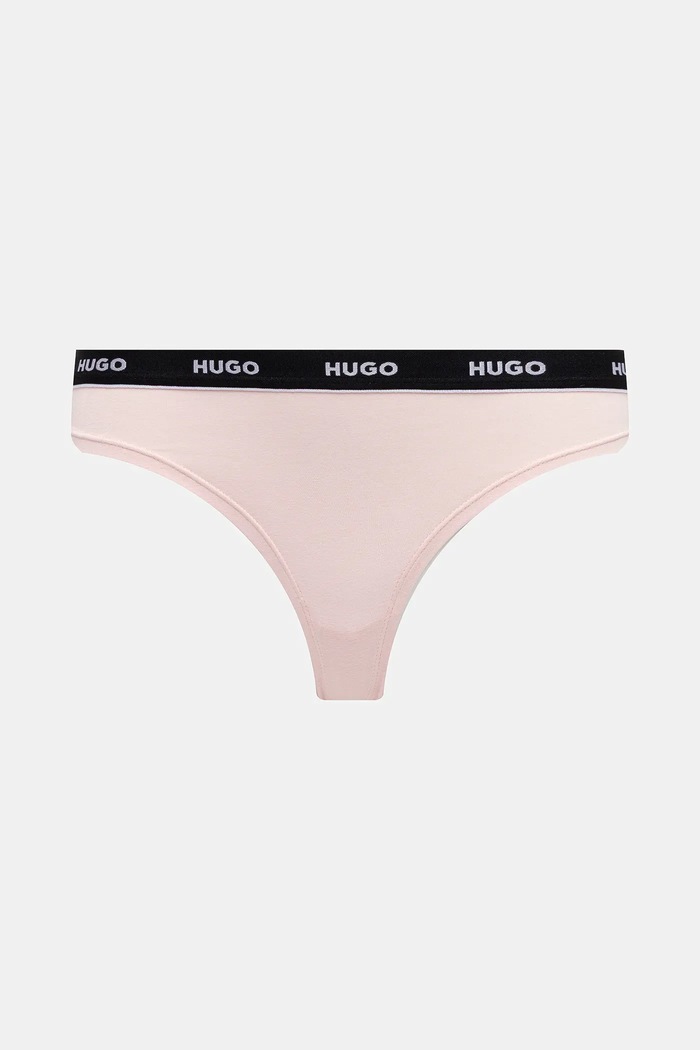 Прашки HUGO (3 броя) TRIPLET THONG STRIPE 50545680 розов AW25