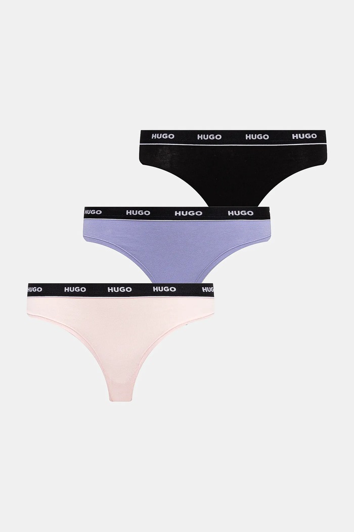 Прашки HUGO (3 броя) TRIPLET THONG STRIPE син 50545680