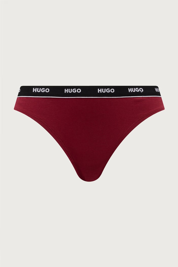 Stringi damskie bawełniane z elastanem TRIPLET THONG STRIPE 3-pack HUGO 50545680 różowy