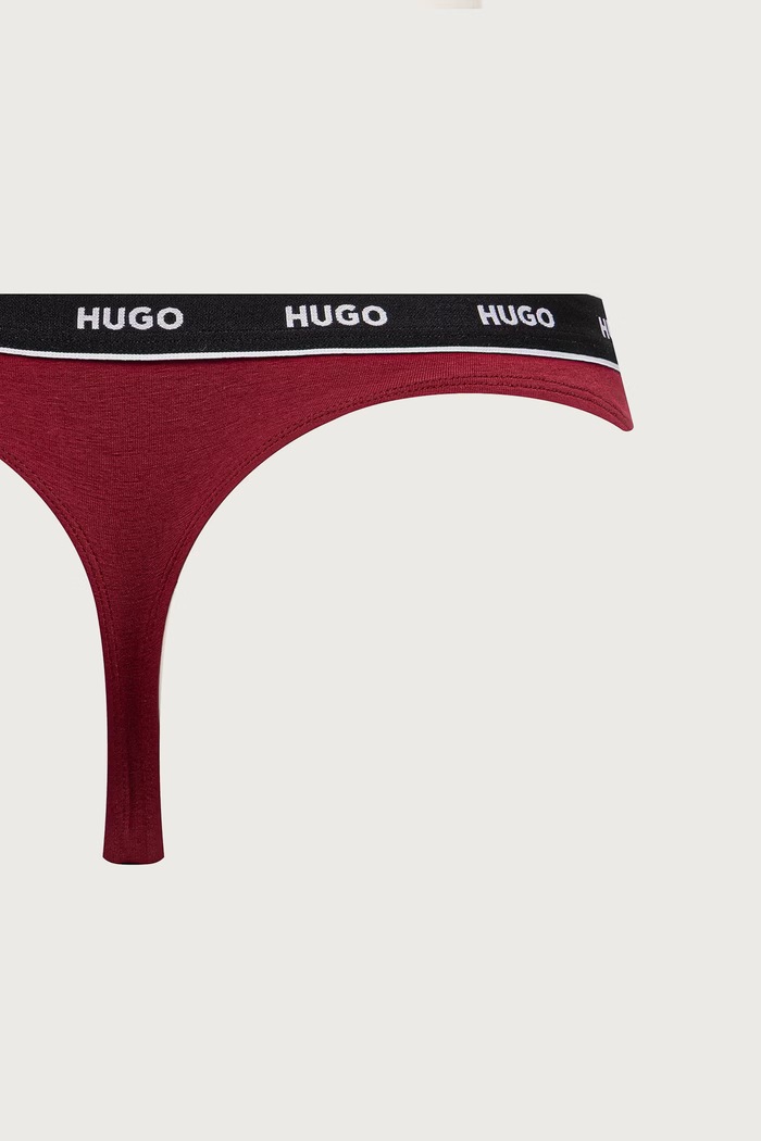 HUGO Stringi damskie bawełniane z elastanem TRIPLET THONG STRIPE 3-pack 50545680
