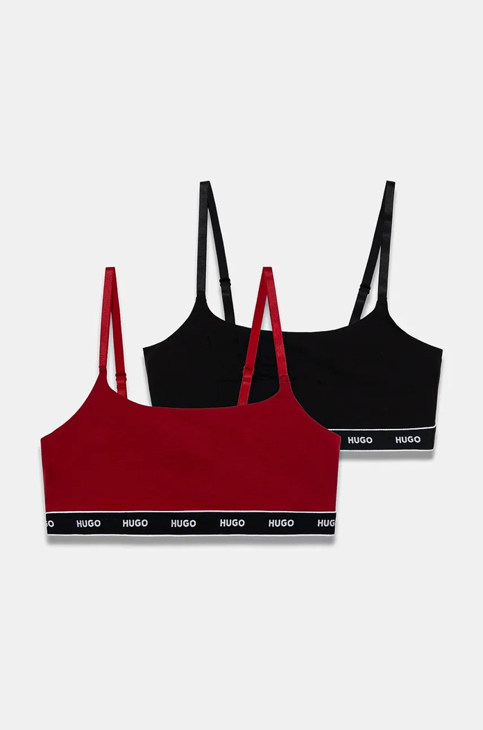 HUGO sutien 2-pack TWIN BRALETTE STRIPE moale rosu 50545691