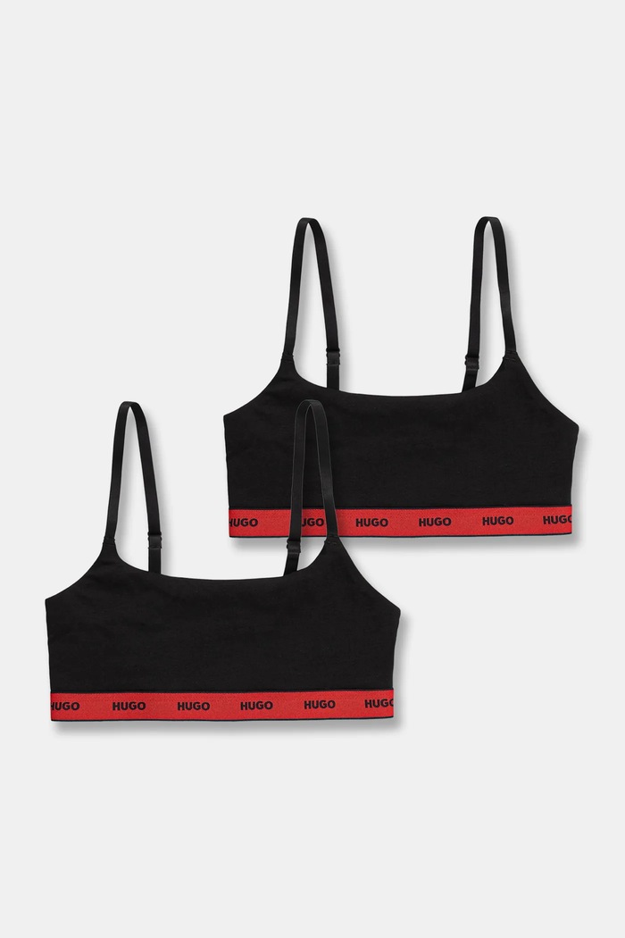 Бюстгальтер HUGO 2-pack TWIN BRALETTE STRIPE трикотаж чорний 50545691