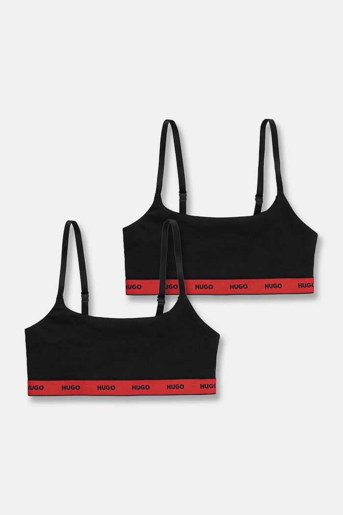 Бюстгальтер HUGO 2-pack TWIN BRALETTE STRIPE трикотаж чорний 50545691