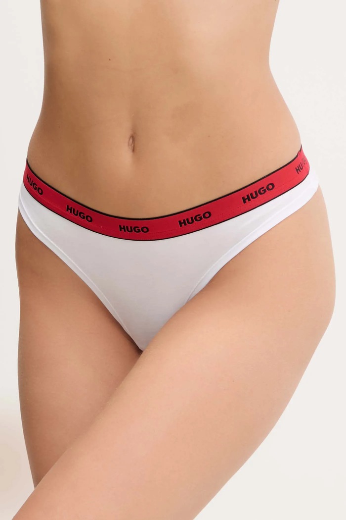 Бразилианы HUGO THONG STRIPE PYP трикотаж белый 50545700