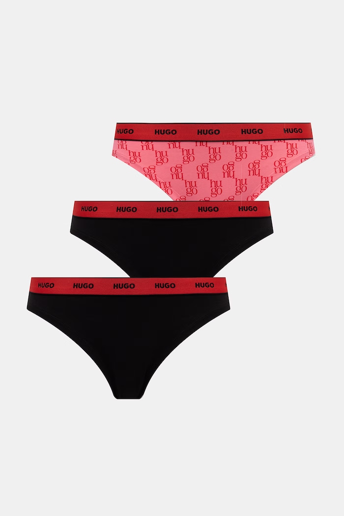 HUGO Στρινγκ γυναικεία από βαμβάκι με ελαστάν TRIPLET THONG DESIGN 3-pack ροζ 50545703