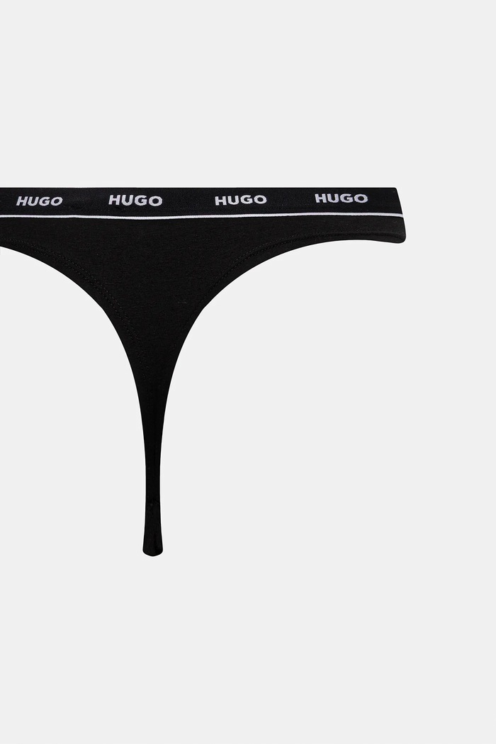 HUGO tangice ženske bombažne z elastanom TRIPLET THONG DESIGN paket 3 kosov roza 50545703
