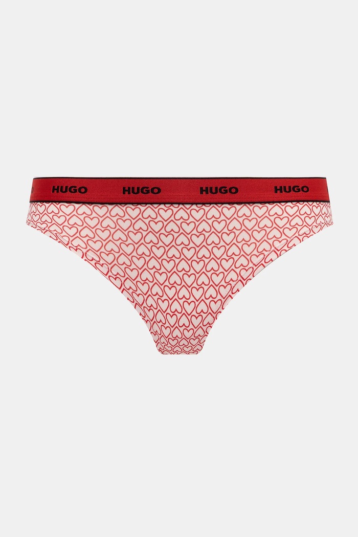HUGO tangice ženske bombažne z elastanom TRIPLET THONG DESIGN paket 3 kosov 50545703 rdeča SS26