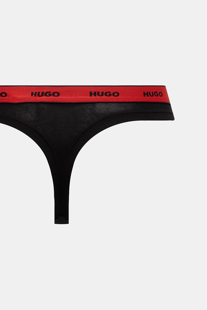 HUGO tangice ženske bombažne z elastanom TRIPLET THONG DESIGN paket 3 kosov 50545703 rdeča