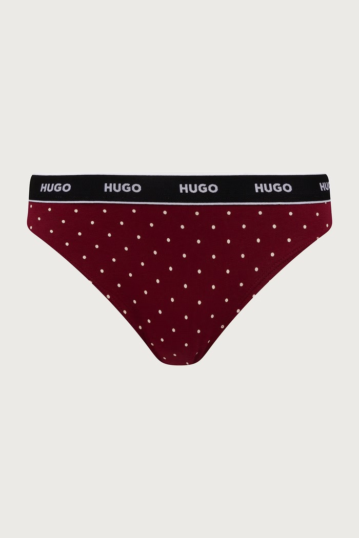 Stringi damskie bawełniane z elastanem TRIPLET THONG DESIGN 3-pack HUGO 50545703 czerwony