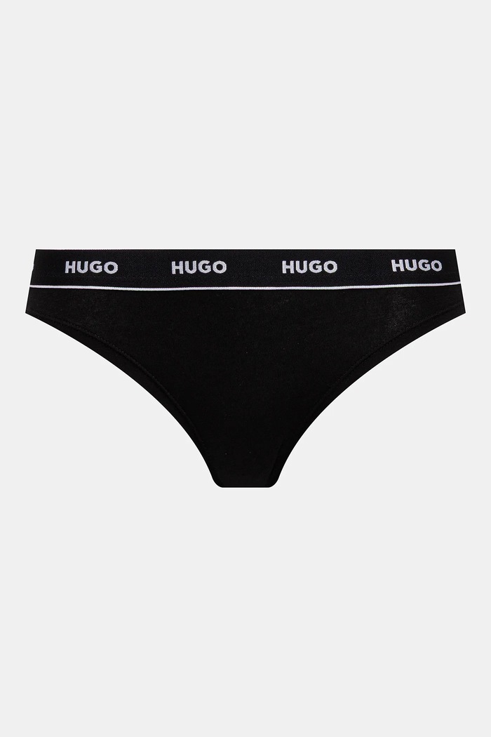Oblačila HUGO tangice ženske bombažne z elastanom TRIPLET THONG DESIGN paket 3 kosov 50545703 črna