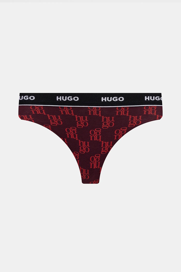 HUGO tangice ženske iz bombaža z elastanom TRIPLET THONG DESIGN paket 3 kosov 50545703 črna SS26