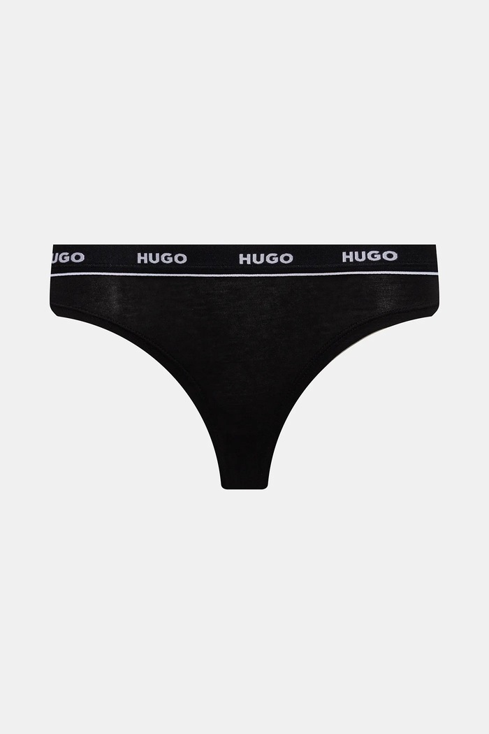 Oblačila HUGO tangice ženske iz bombaža z elastanom TRIPLET THONG DESIGN paket 3 kosov 50545703 črna