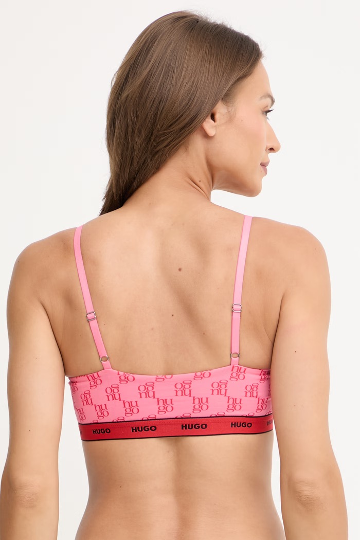 HUGO braletka bavlnená s elastanom TWIN BRALETTE DESIGN ružová 50545712