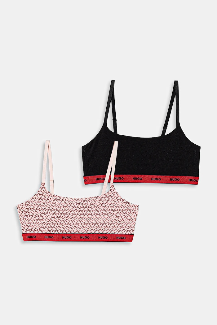 HUGO braletka bavlnená s elastanom TWIN BRALETTE DESIGN červená 50545712