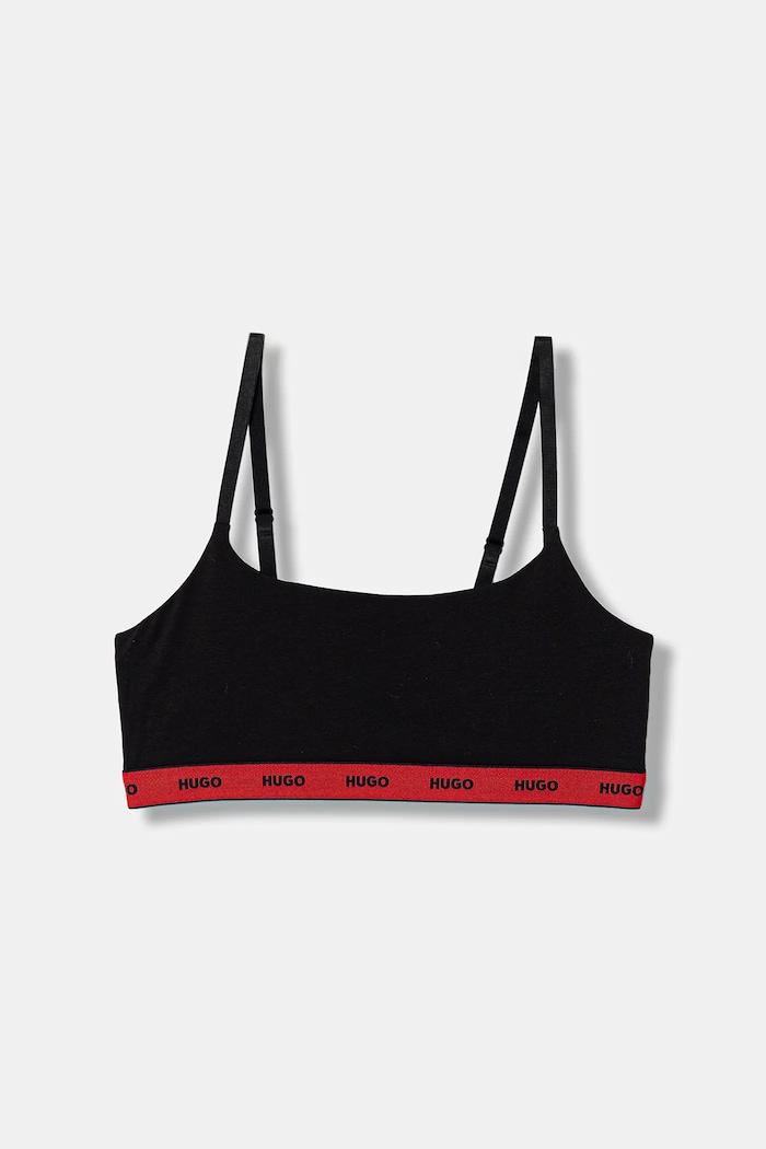 Oblečenie HUGO braletka bavlnená s elastanom TWIN BRALETTE DESIGN 50545712 červená