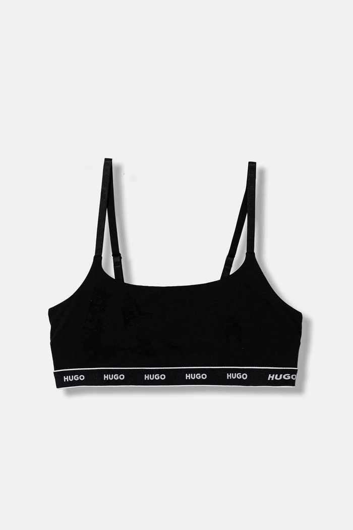 HUGO bralette od pamuka s elastanom TWIN BRALETTE DESIGN 50545712 crna SS26