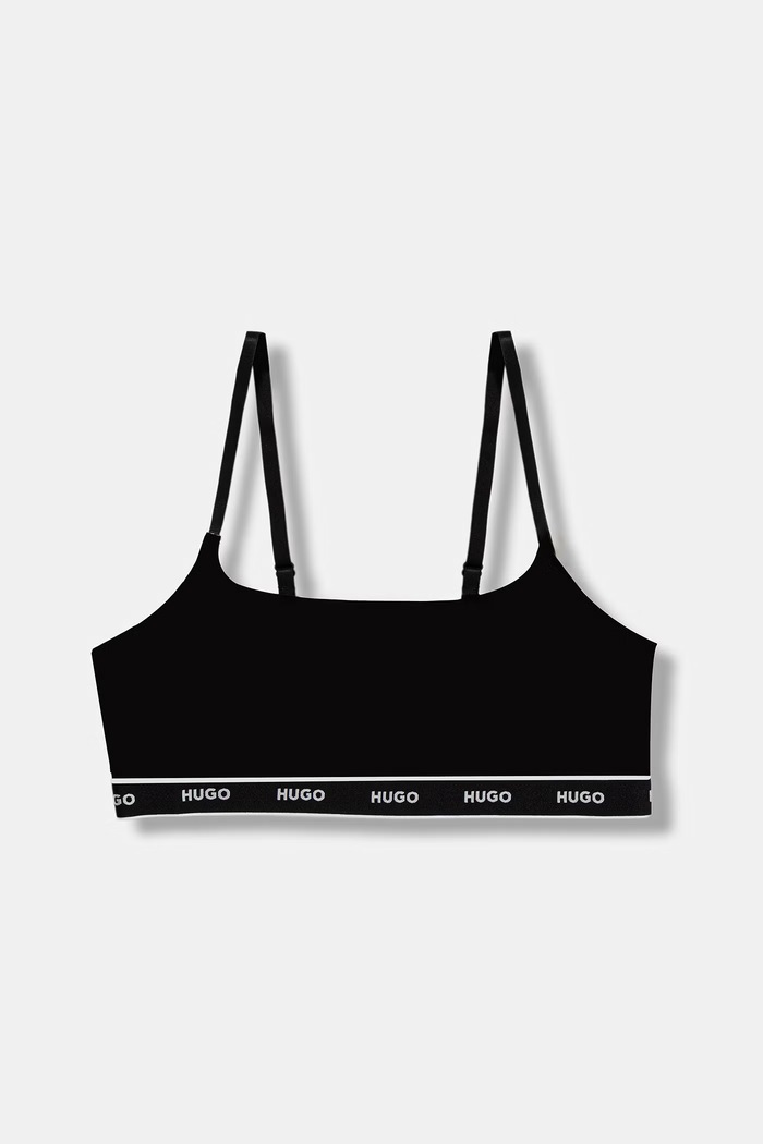 HUGO bralette iz bombaža z elastanom TWIN BRALETTE DESIGN 50545712 črna SS26