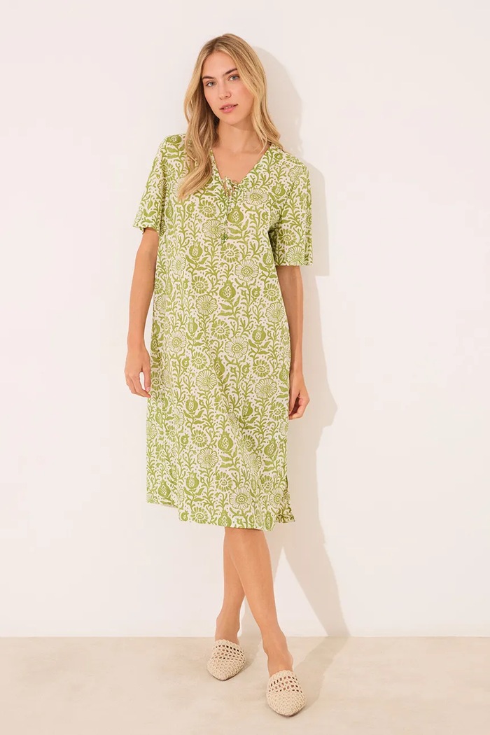 women'secret koszula nocna bawełniana wzorzyste zielony 4369327