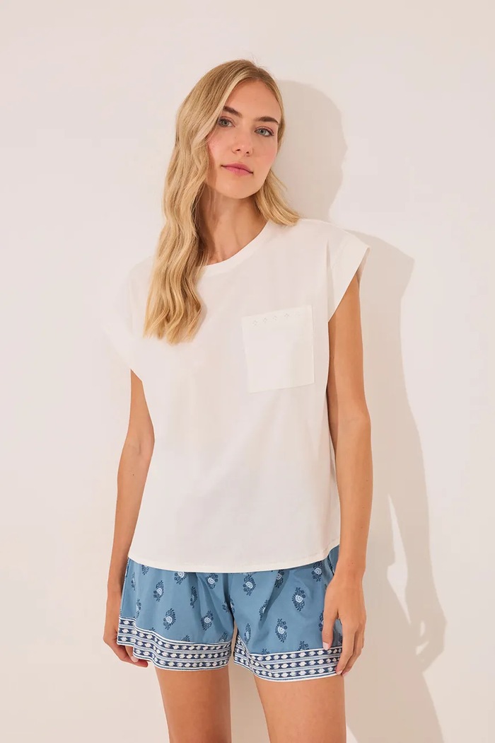 Памучна тениска women'secret горнище бял 3592405