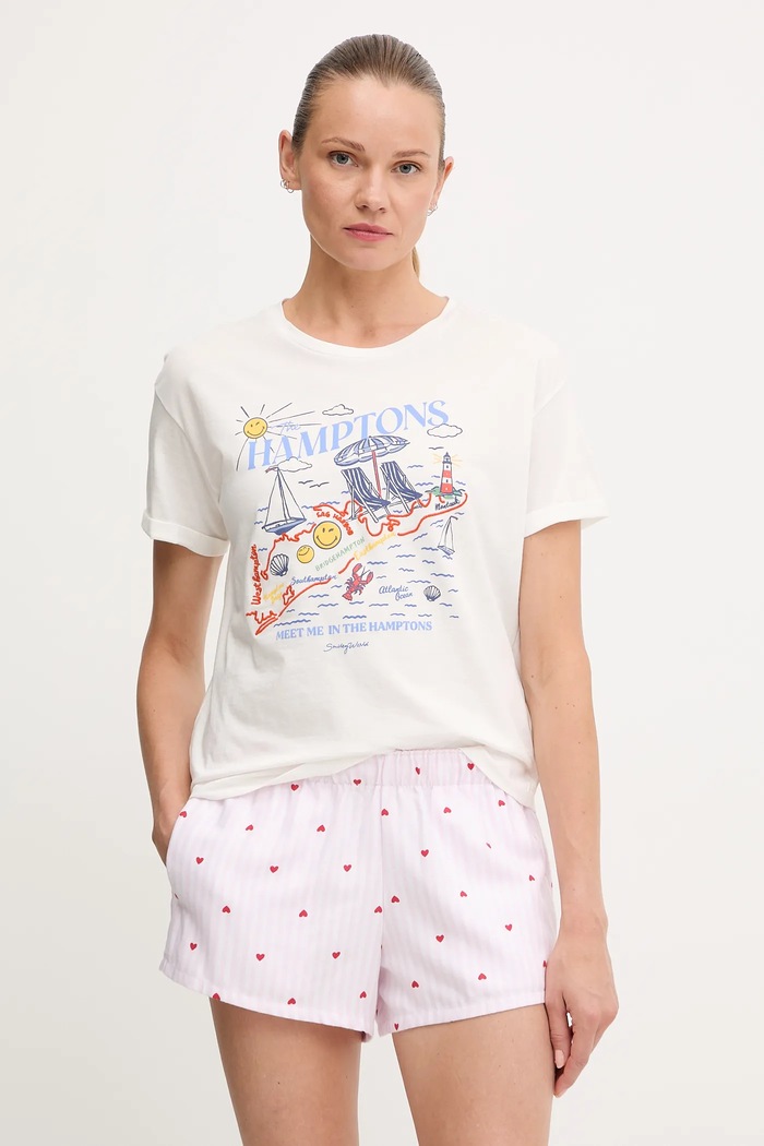 Bavlněné pyžamové tričko women'secret 3272270 bílá AW25