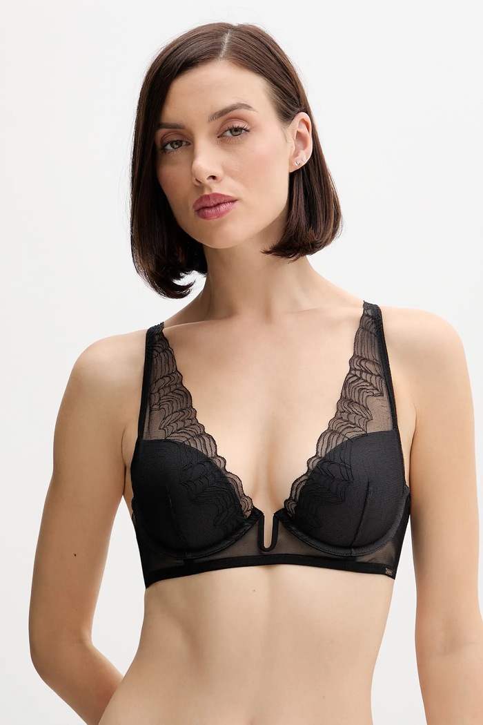 Podprsenka Calvin Klein Underwear s kosticami čierna LV00QF8357