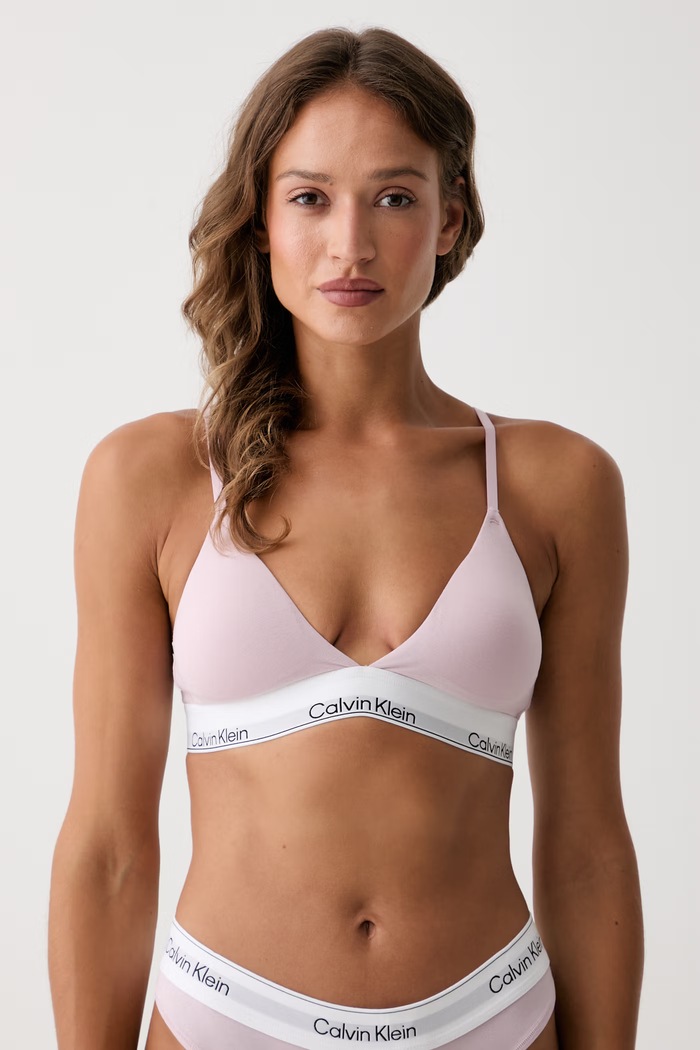 Calvin Klein Underwear biustonosz trójkątny z bawełną różowy LV00QF8498