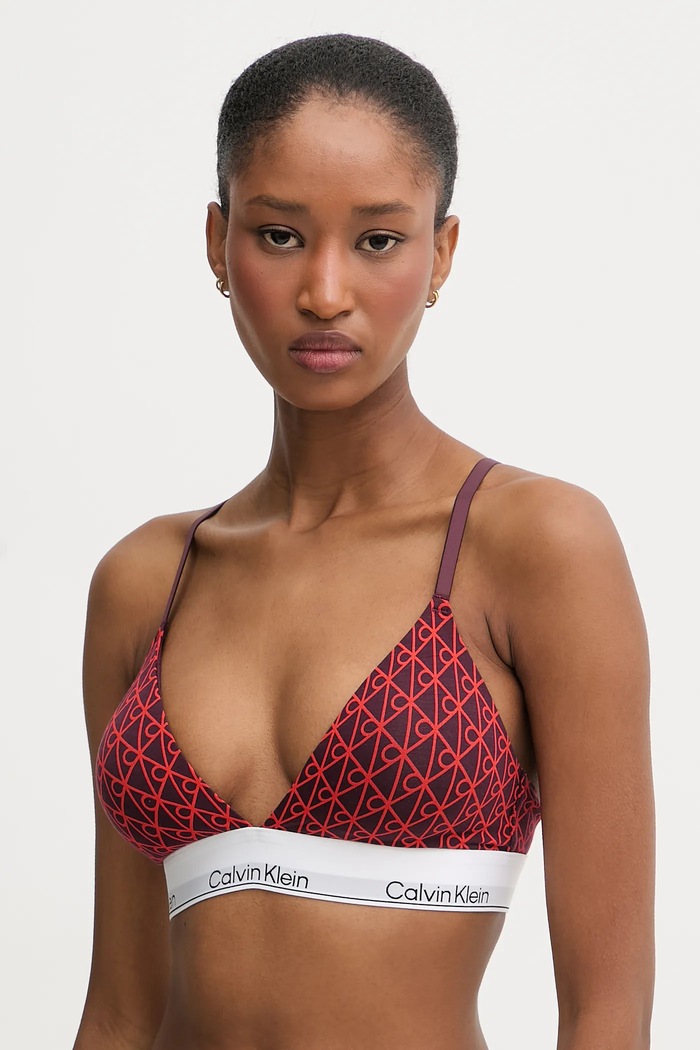 Calvin Klein Underwear biustonosz trójkątny z bawełną dzianina czerwony LV00QF8498