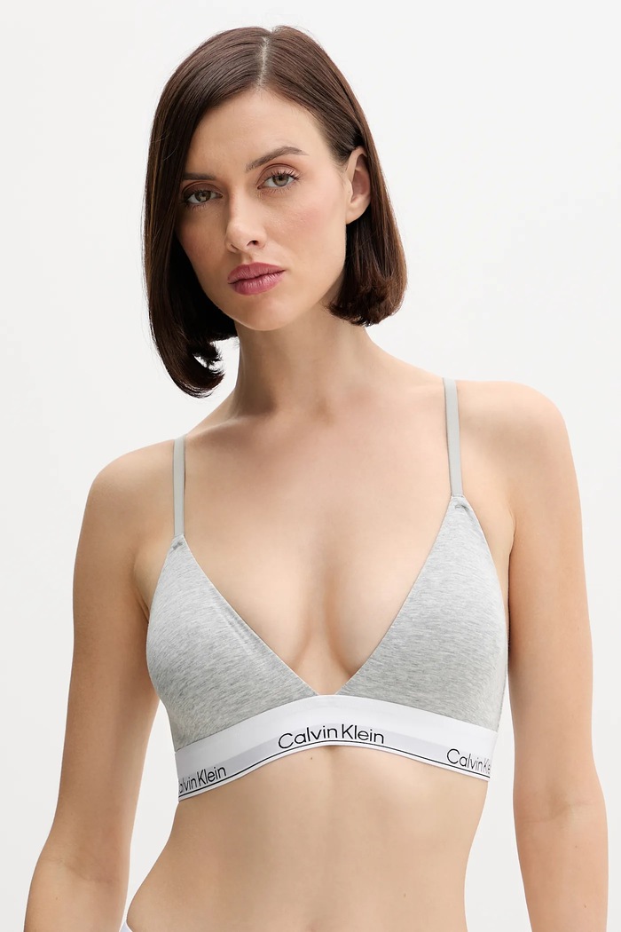 Calvin Klein Underwear trojuholníková podprsenka s bavlnou bez kostíc sivá LV00QF8498
