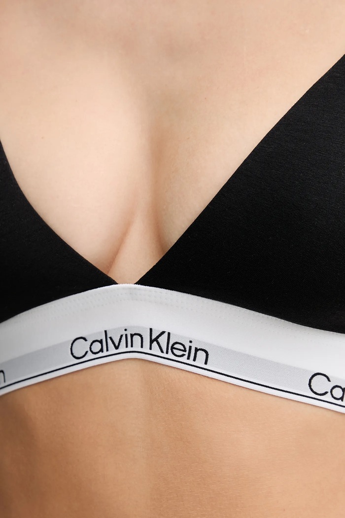 Τριγωνικό σουτιέν με βαμβάκι Calvin Klein Underwear LV00QF8498 μαύρο