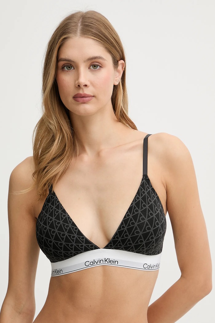Calvin Klein Underwear sutien triunghi cu bumbac usor rigidizat negru LV00QF8498