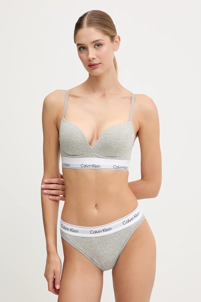 Calvin Klein Underwear podprsenka plunge s bavlnou LV00QF8502 sivá AA00