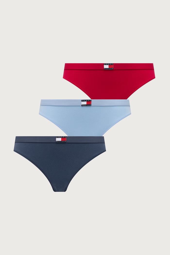 Tommy Hilfiger Figi damskie z bawełną 3-pack niebieski UW0UW06141