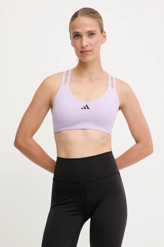 Športová podprsenka adidas Performance AERIM LS bez kostíc fialová KA3794