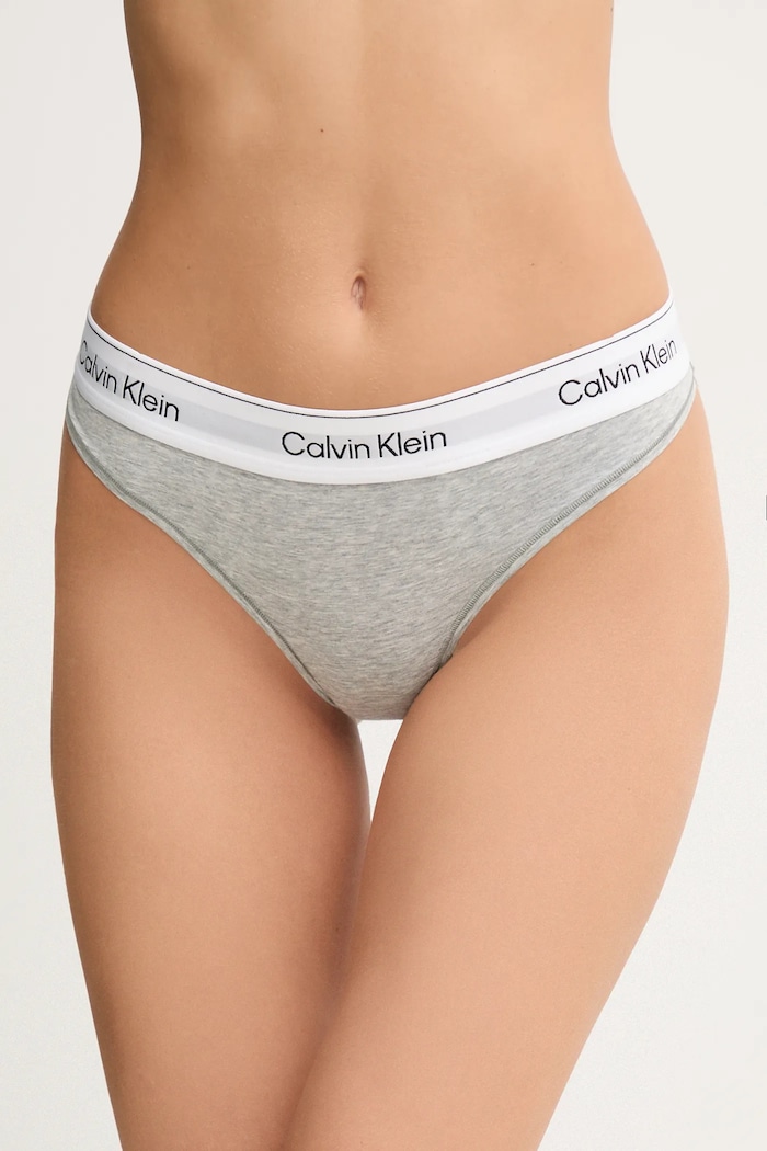 Calvin Klein Underwear chiloți g-string pentru femei cu bumbac uni gri LV00QF8518