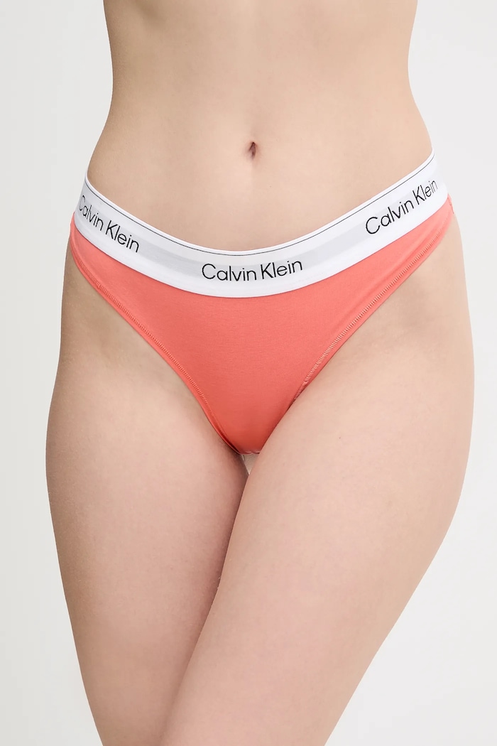 Calvin Klein Underwear chiloți g-string pentru femei cu bumbac uni portocaliu LV00QF8518