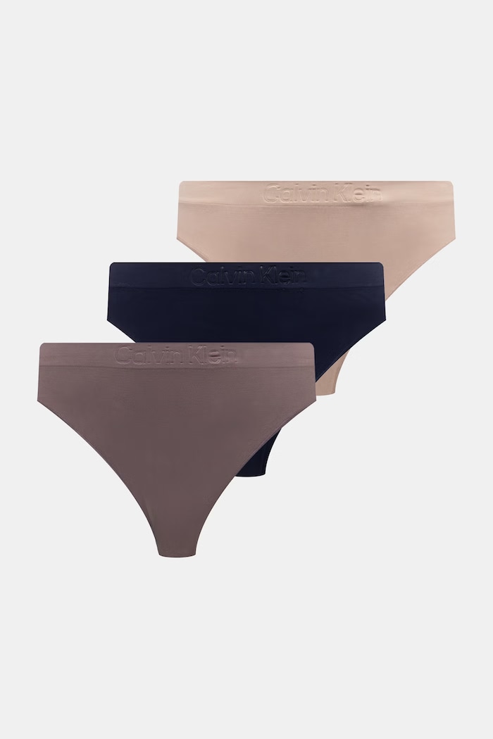 Calvin Klein Underwear tanga dámské 3-pack hnědá LV00QD5211