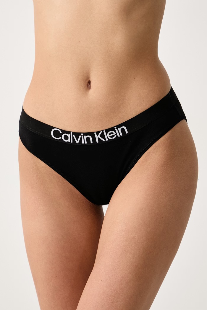 Calvin Klein Underwear Klasične hlačke ženske bombažne z elastanom črna LV00QD5291