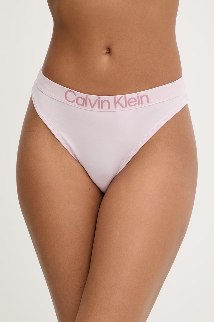 Calvin Klein Underwear tangá dámske bavlnené s elastanom ružová LV00QD5292