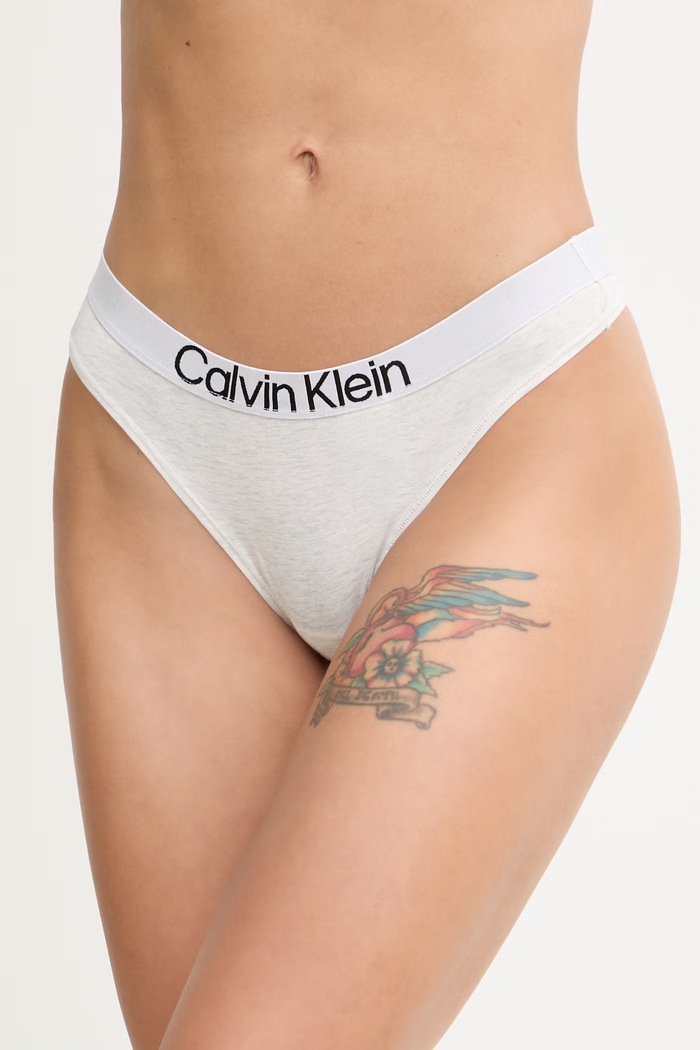 Calvin Klein Underwear tangá dámske bavlnené s elastanom sivá LV00QD5292