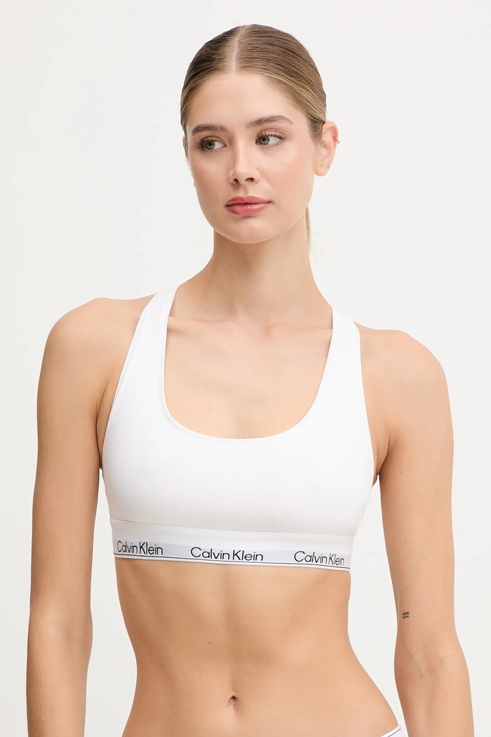 Calvin Klein Underwear sutien cu bumbac moale alb LV00QF8493