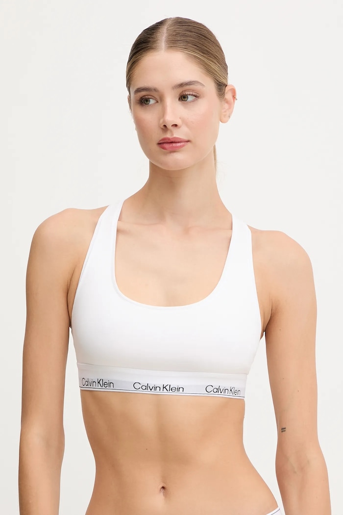 Calvin Klein Underwear sutien cu bumbac moale alb LV00QF8493