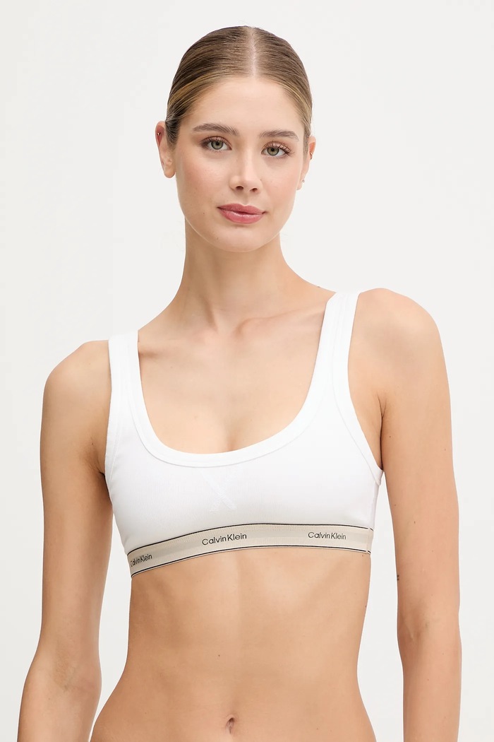 Σουτιέν Calvin Klein Underwear πλεκτό ύφασμα λευκό LV00QF8365