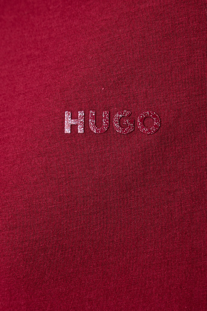 Longsleeve damski bawełniany z elastanem HUGO ID LS-SHIRT HUGO bordowy 50555632