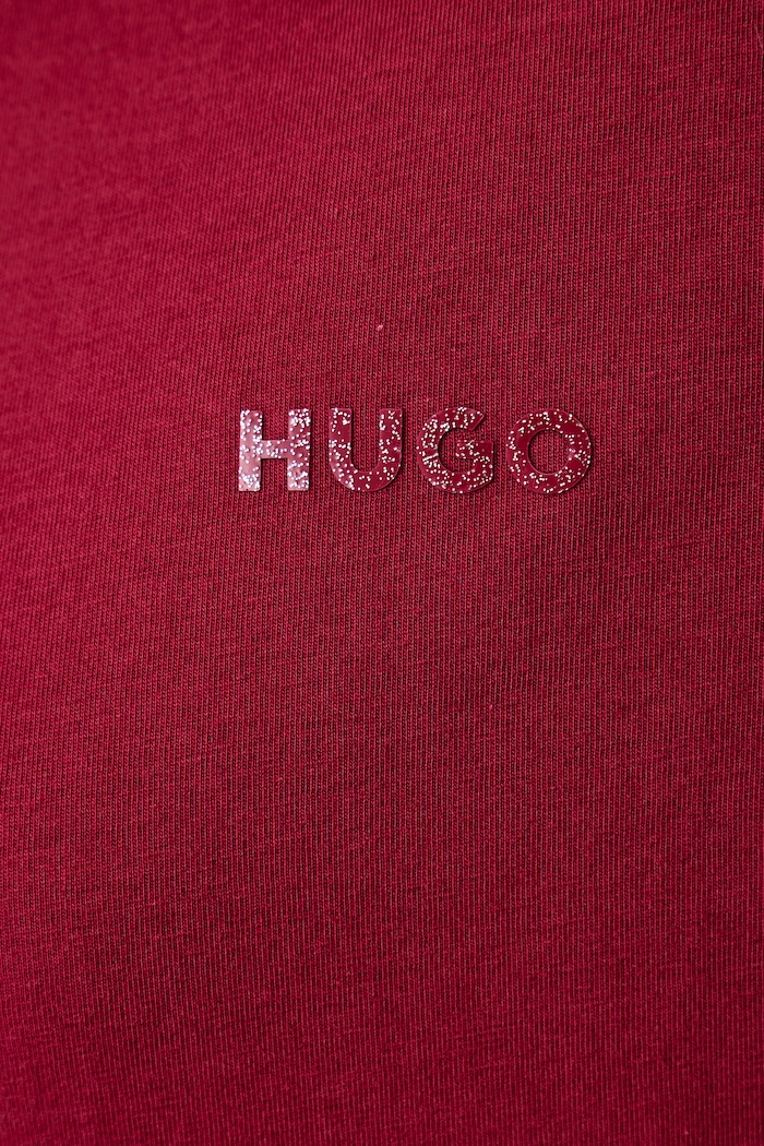 Longsleeve damski bawełniany z elastanem HUGO ID LS-SHIRT HUGO bordowy 50555632